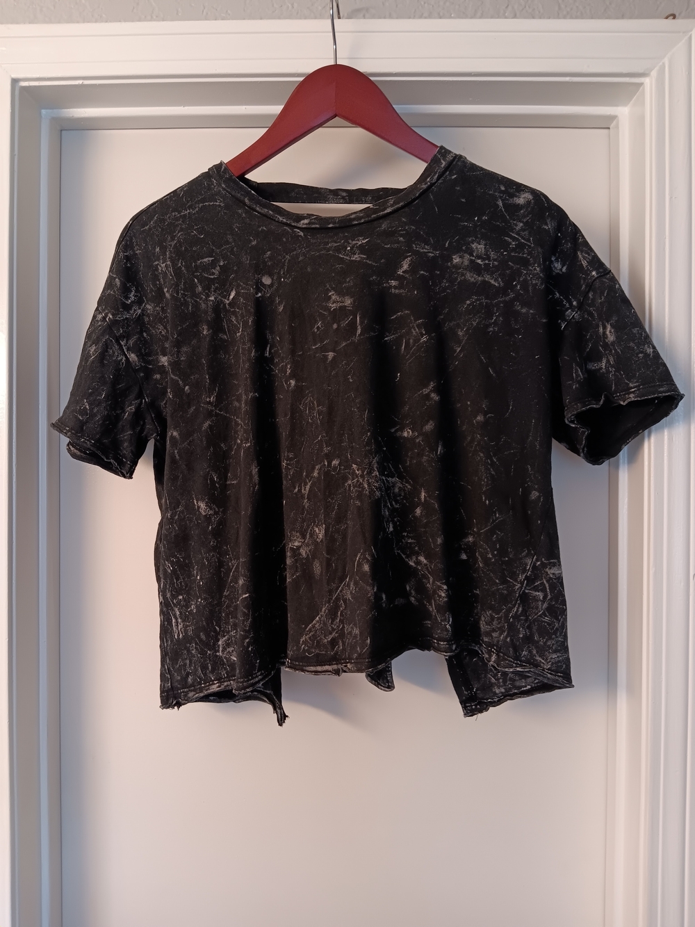 Zara Trafaluc Black Marble-Effect Cropped Tee